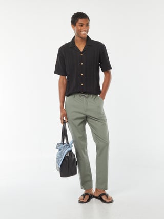 Pantalon chino droit en lin mélangé