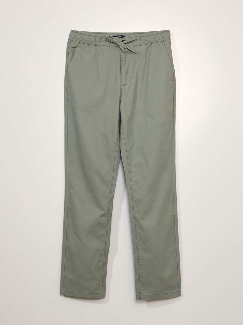 Pantalon chino en coton Vert - Kiabi
