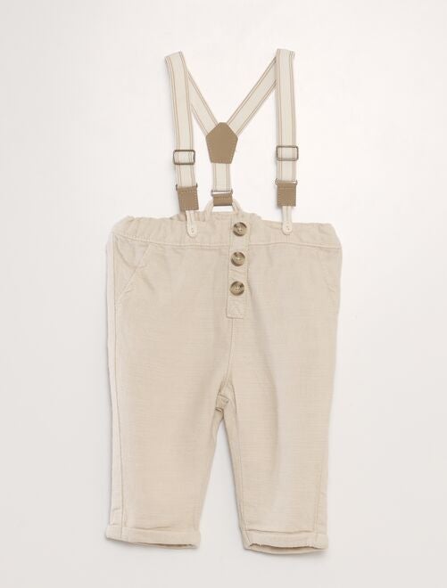 Pantalon chino en lin avec bretelles - Kiabi