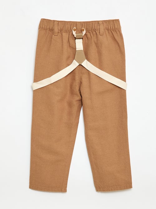 Pantalon chino en lin mélangé avec bretelles - Kiabi