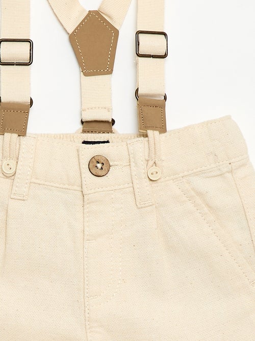 Pantalon chino en lin mélangé avec bretelles - Kiabi Pantalon chino en lin mélangé avec bretelles - Kiabi