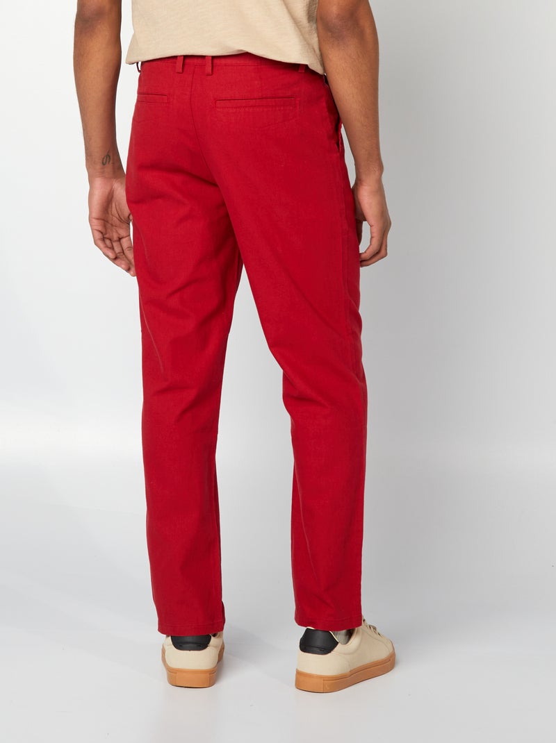Pantalon chino en lin mélangé Rouge - Kiabi