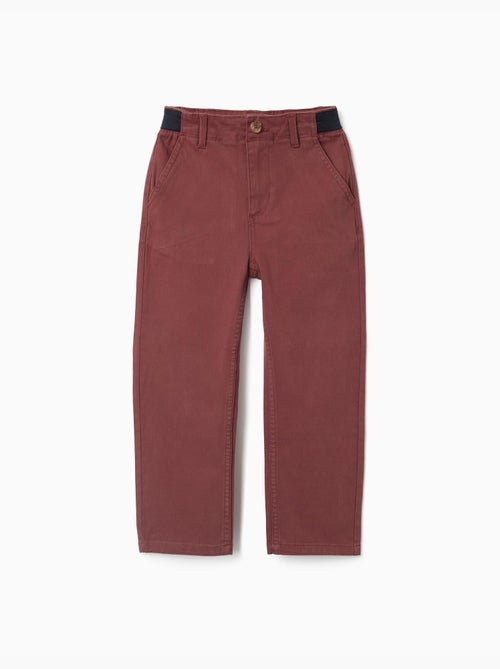 Pantalon chino en sergé à coupe droite avec bande élastique - Kiabi