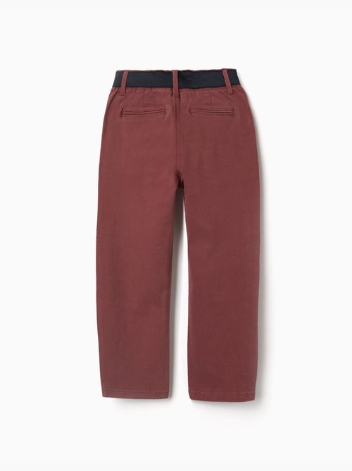 Pantalon chino en sergé à coupe droite avec bande élastique - Kiabi