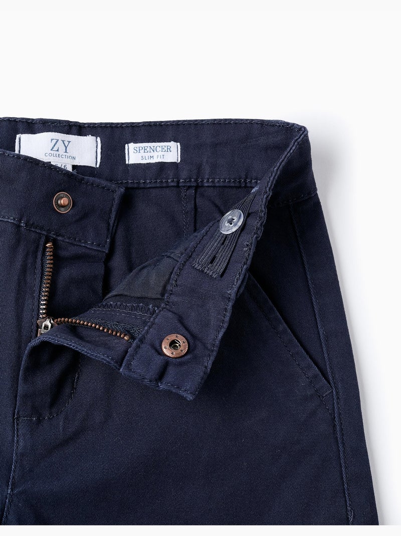 Pantalon Chino en Sergé Bleu foncé - Kiabi