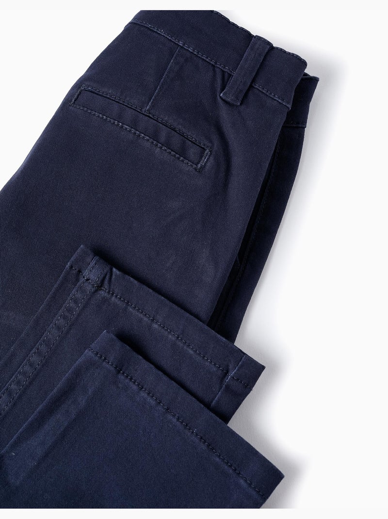 Pantalon Chino en Sergé Bleu foncé - Kiabi