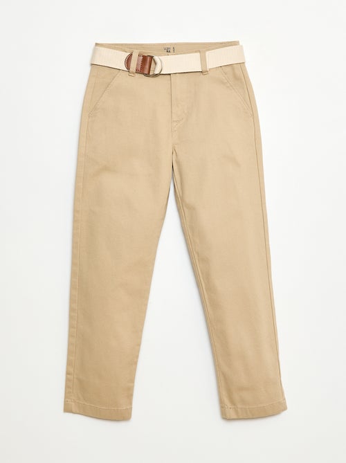 Pantalon chino en twill avec ceinture - 2 pièces - Kiabi