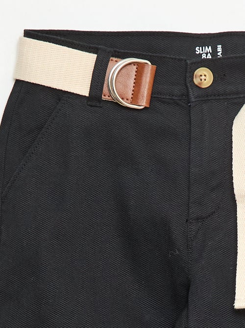 Pantalon chino en twill avec ceinture - 2 pièces - Kiabi