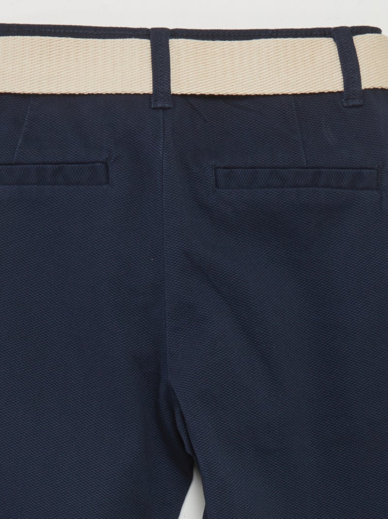 Pantalon chino en twill avec ceinture Bleu - Kiabi