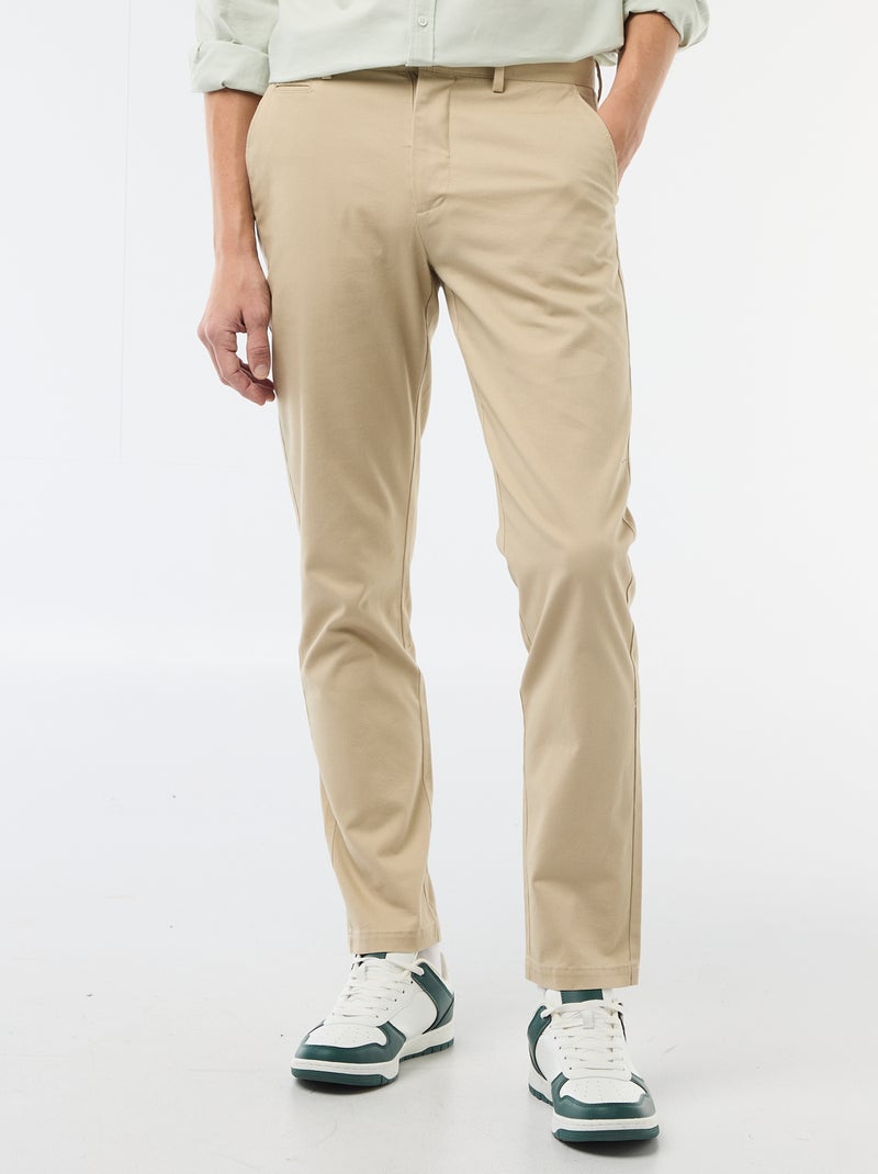 Pantalon chino en twill Beige - Kiabi