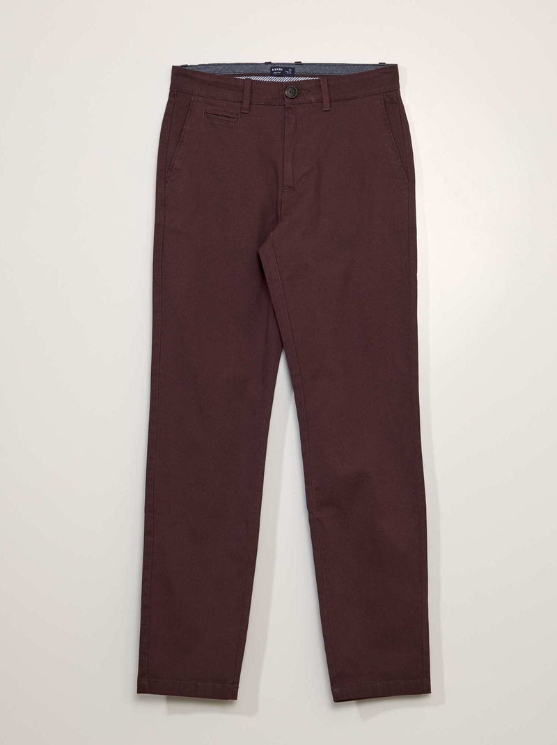 Pantalon chino en twill Bordeau - Kiabi