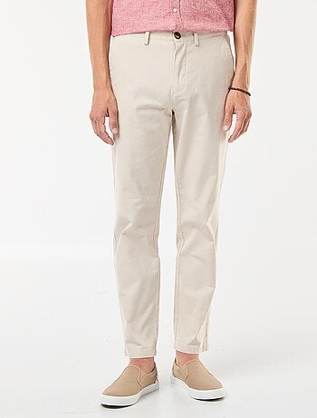 Pantalon chino en twill de coton stretch uni