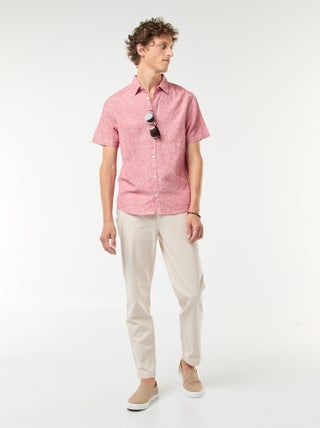 Pantalon chino en twill de coton stretch uni