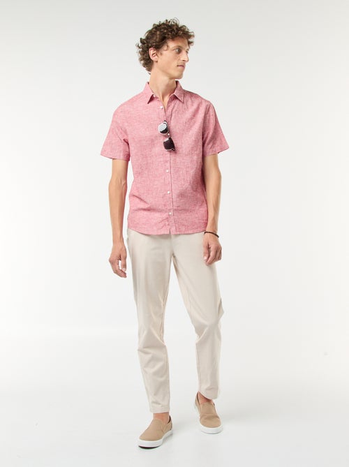 Pantalon chino en twill de coton stretch uni - Kiabi