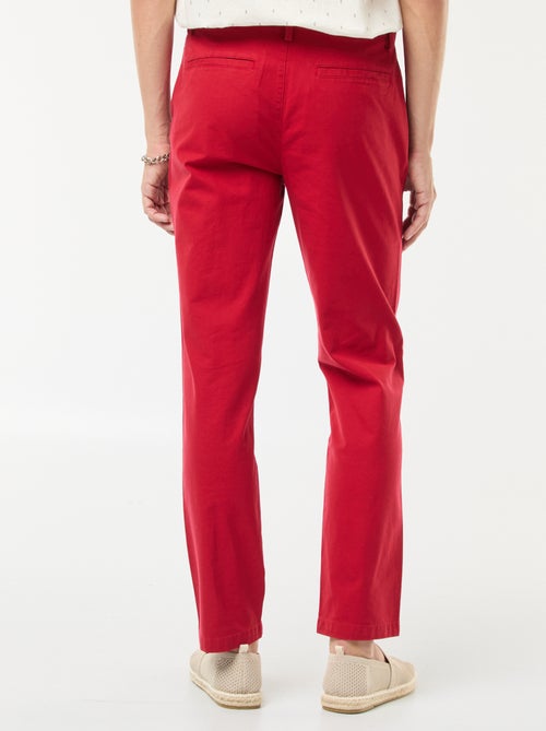 Pantalon chino en twill de coton stretch uni - Kiabi