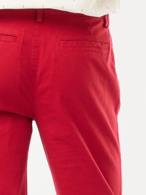 Pantalon chino en twill de coton stretch uni - Kiabi