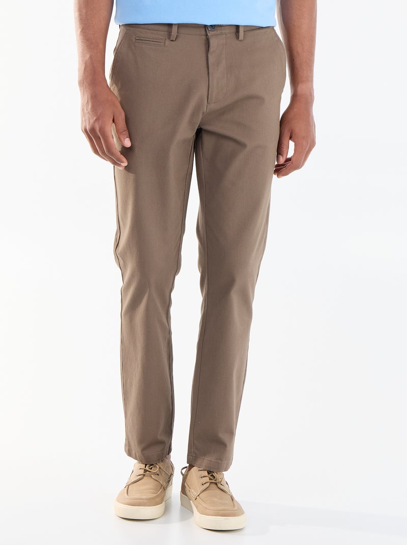 Pantalon chino en twill Marron - Kiabi