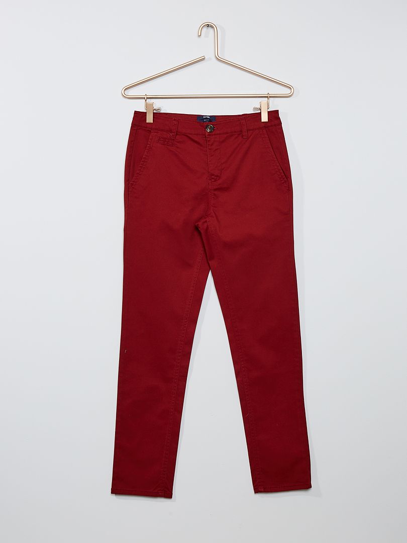 Pantalon chino en twill rouge - Kiabi