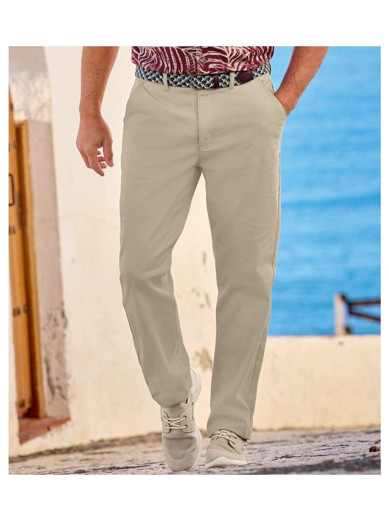 Pantalon Chino en Twill Stretch   - ATLAS FOR MEN Beige - Kiabi