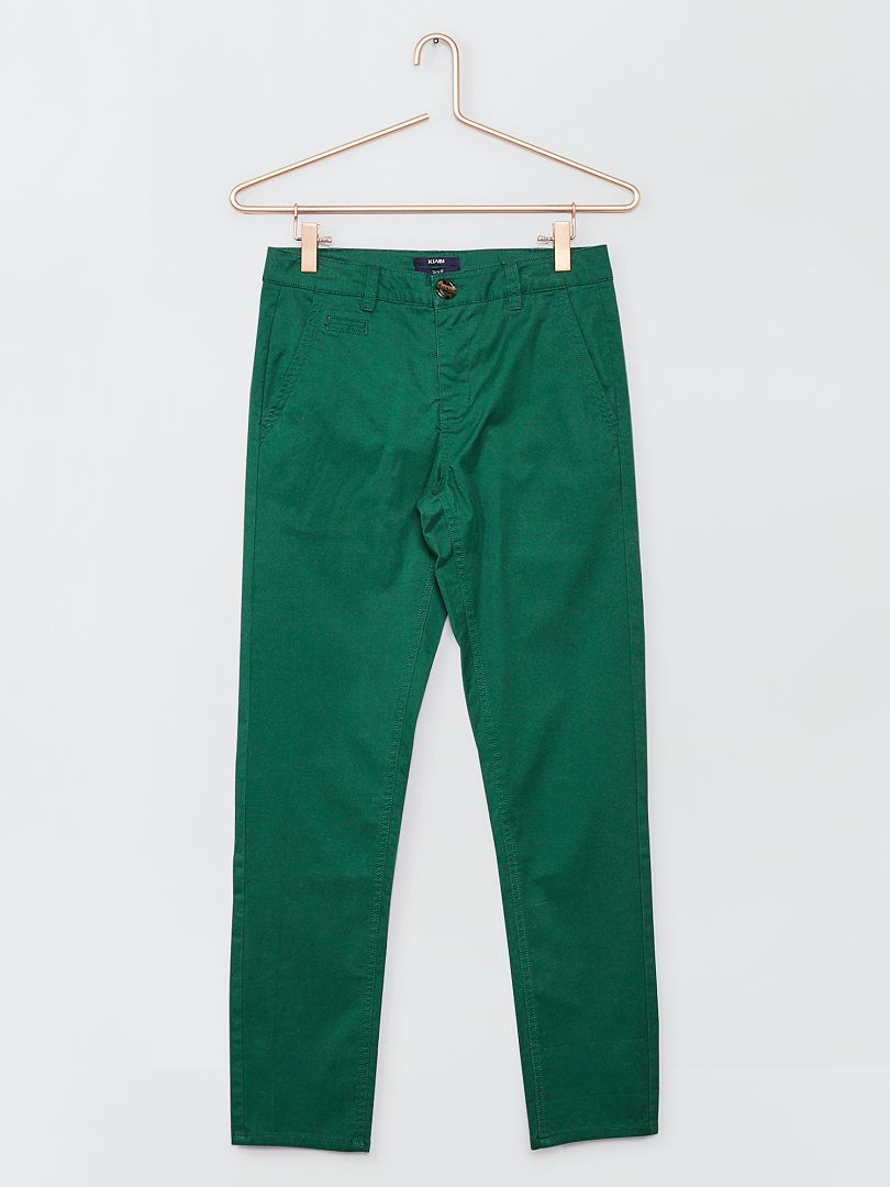 Pantalon chino en twill vert - Kiabi