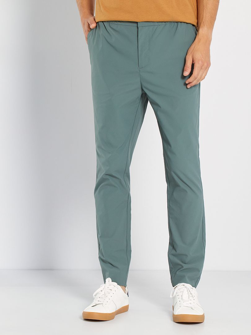 Pantalon chino esprit jogger vert gris - Kiabi