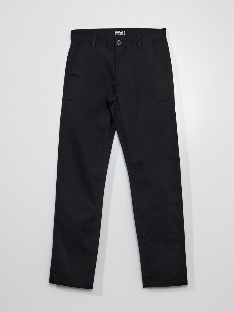 Pantalon chino regular - L32 noir - Kiabi