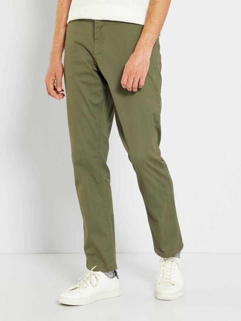 Pantalon chino regular - L32 vert foncé - Kiabi