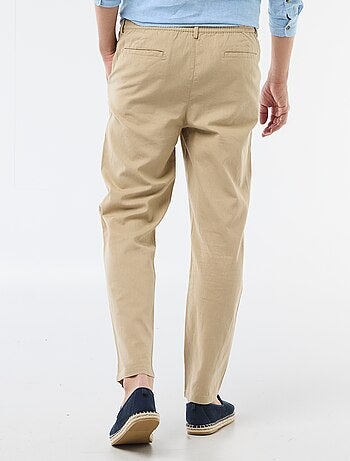 Pantalon chino regular en lin mélangé