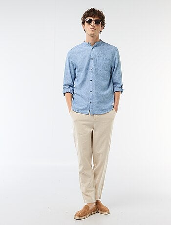 Pantalon chino regular en lin mélangé