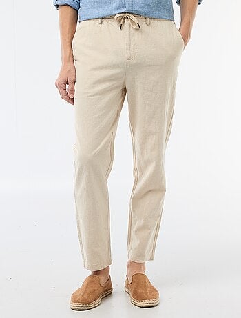 Pantalon chino regular en lin mélangé