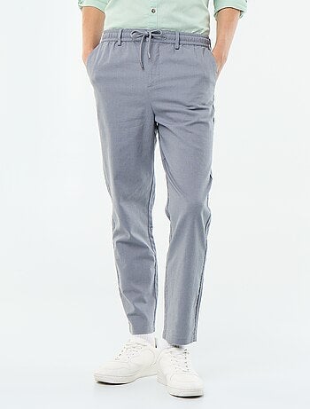 Pantalon chino regular en lin mélangé