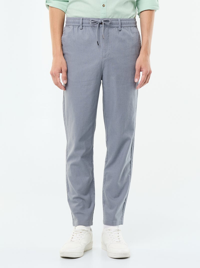 Pantalon chino regular en lin mélangé Gris - Kiabi