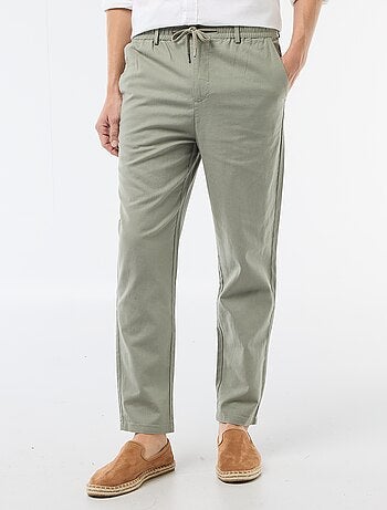 Pantalon chino regular en lin mélangé
