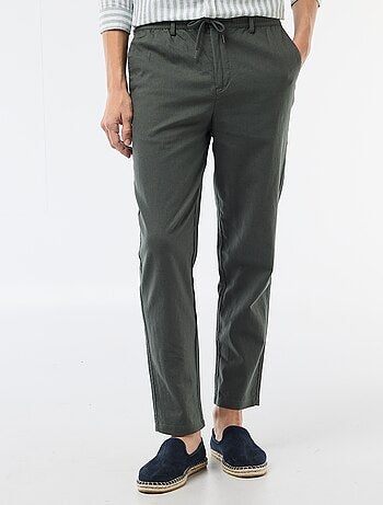 Pantalon chino regular en lin mélangé