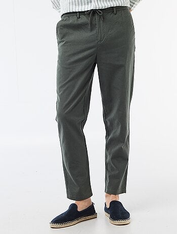 Pantalon chino regular en lin mélangé