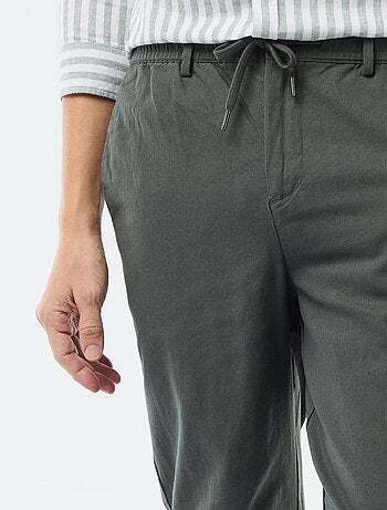 Pantalon chino regular en lin mélangé