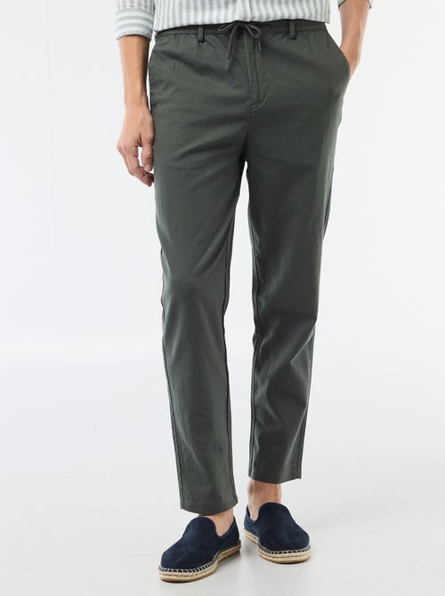 Pantalon chino regular en lin mélangé - Kiabi
