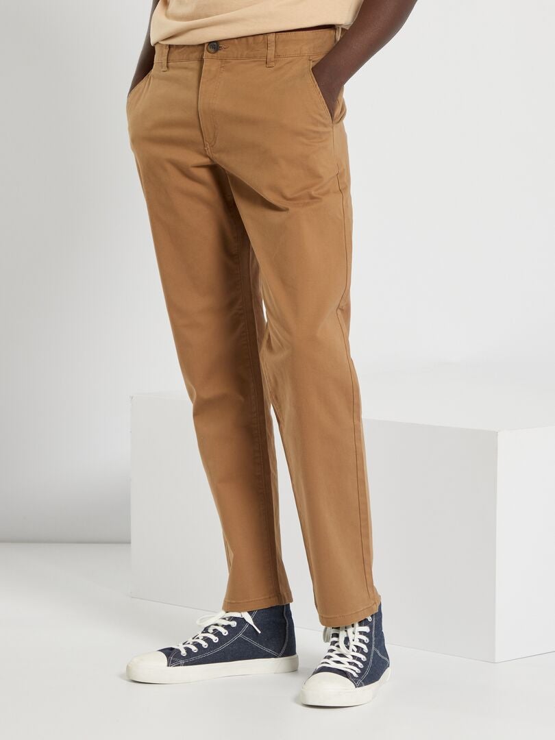 Pantalon chino regular L30 marron - Kiabi