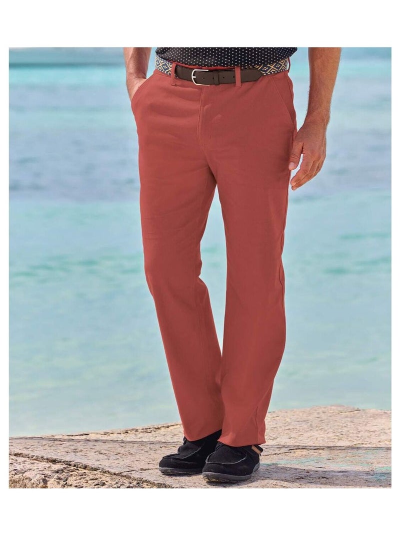 Pantalon Chino Regular Stretch Terracotta   - ATLAS FOR MEN Rouge brique - Kiabi