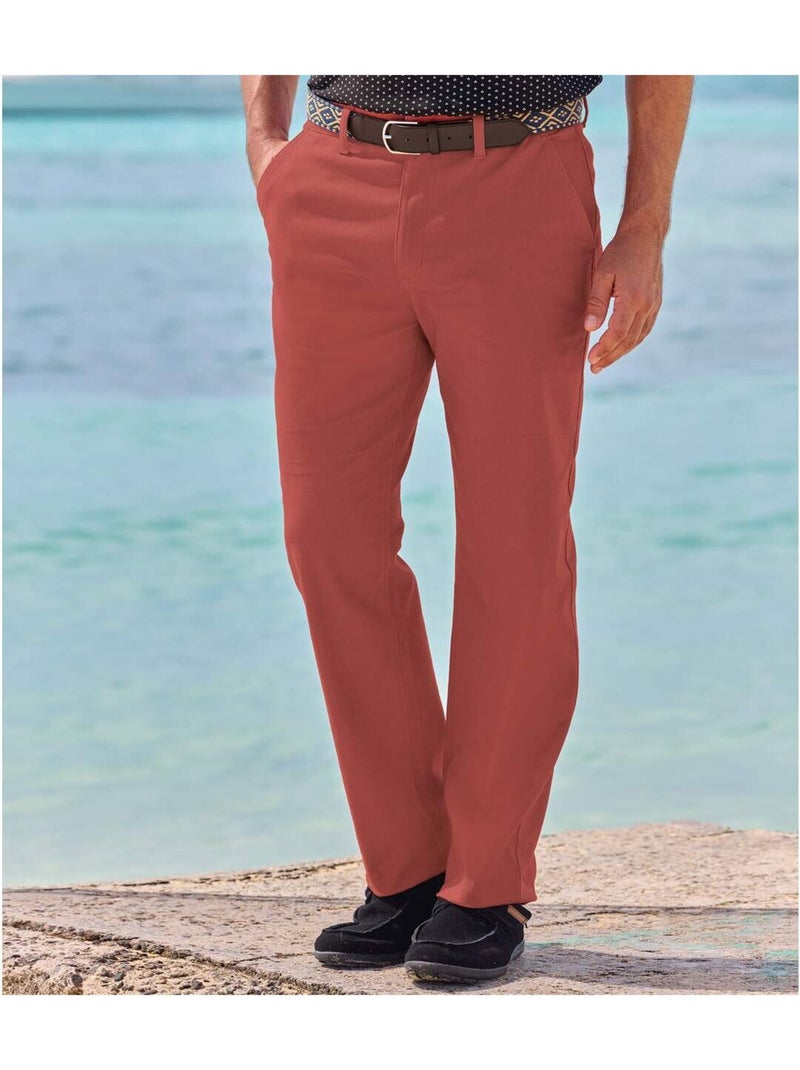Pantalon chino regular stretch terracotta   - atlas for men Rouge brique - Kiabi
