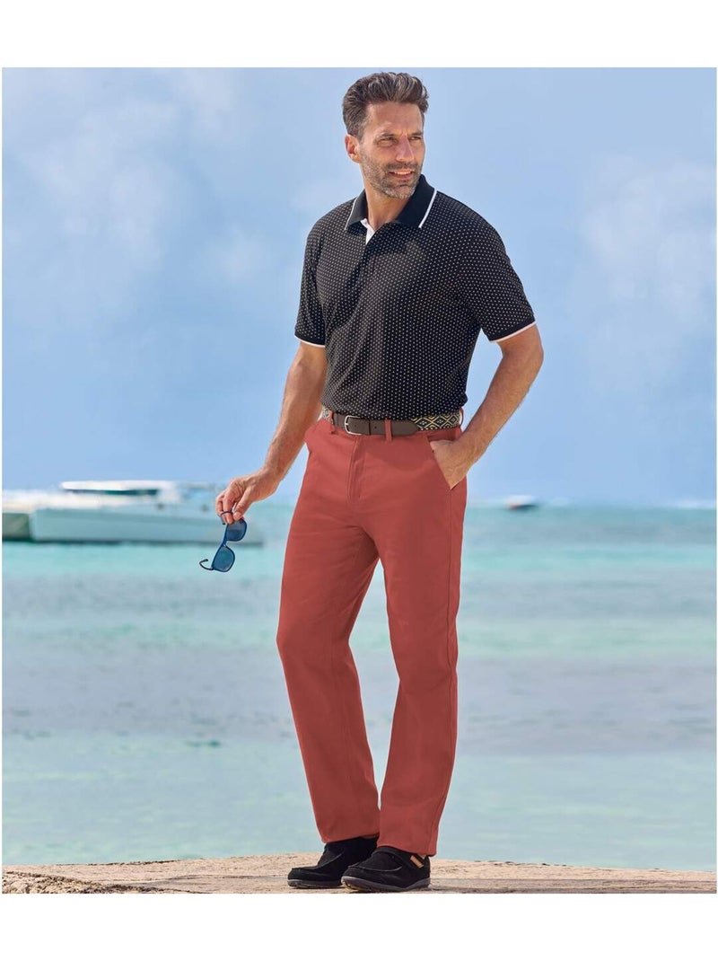 Pantalon chino regular stretch terracotta   - atlas for men Rouge brique - Kiabi