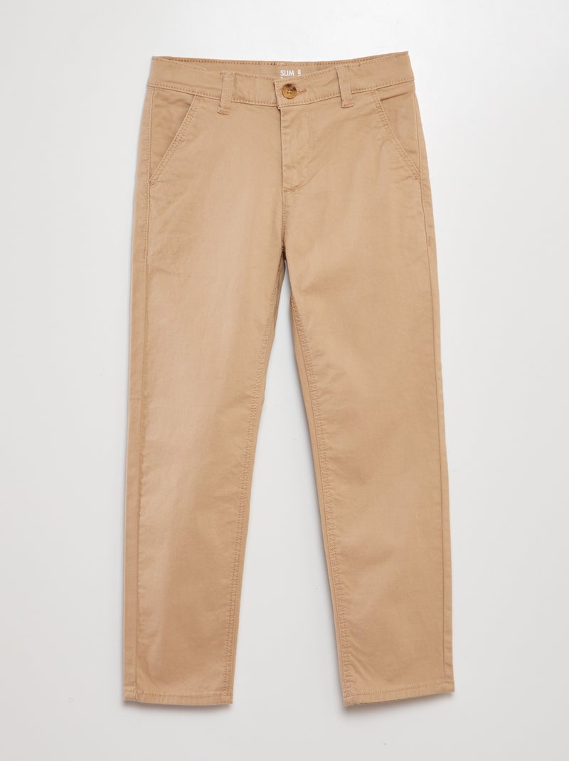 Pantalon chino slim Beige - Kiabi