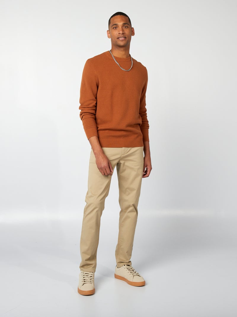 Pantalon chino slim Beige - Kiabi