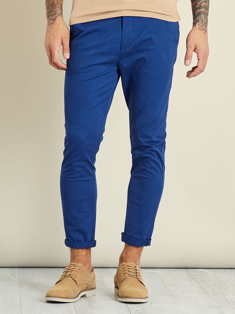 Pantalon chino slim bleu électrique - Kiabi