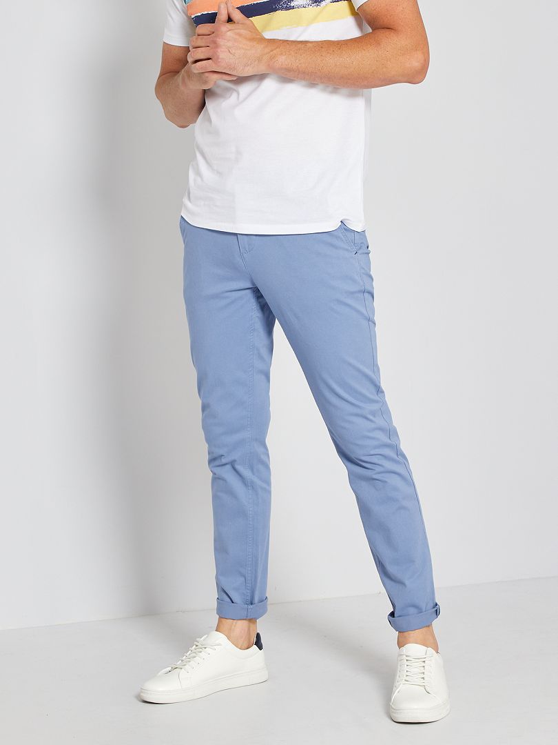 Pantalon chino slim bleu gris - Kiabi