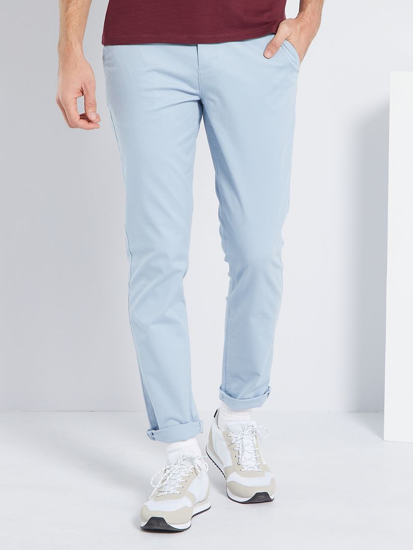 Pantalon chino slim bleu gris - Kiabi