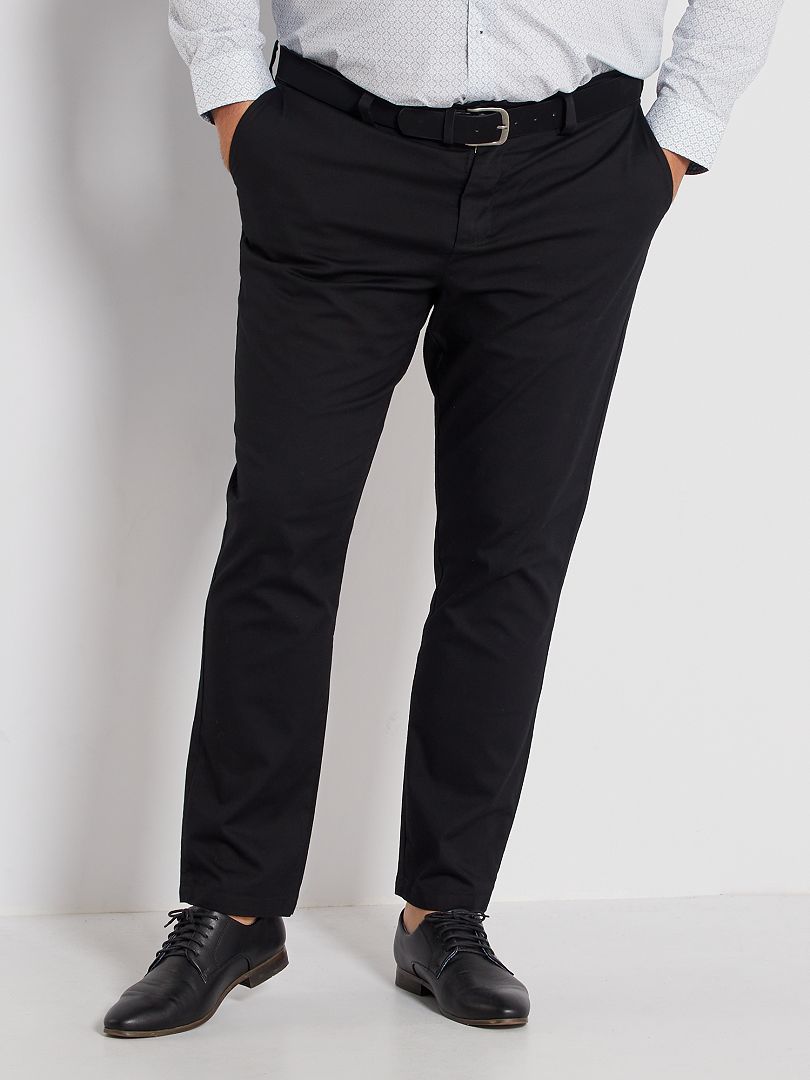Pantalon chino slim + ceinture noir - Kiabi