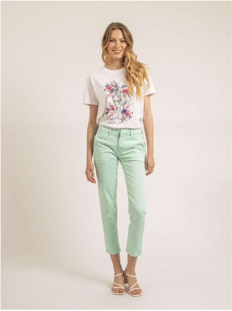 Pantalon chino slim eilyn Vert d'eau - Kiabi