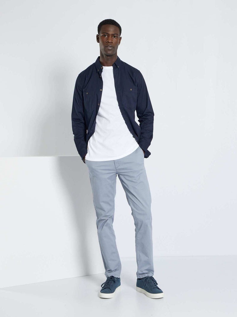 Pantalon chino slim Gris bleu - Kiabi