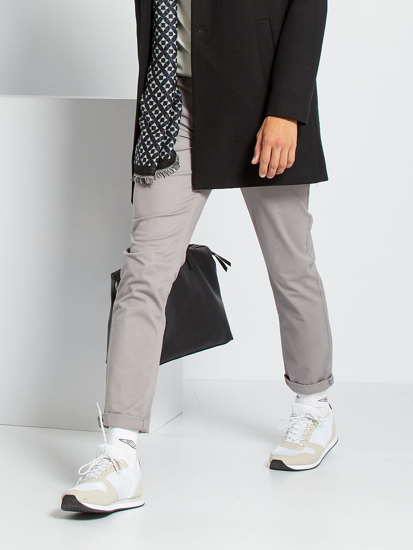 Pantalon chino slim gris clair - Kiabi